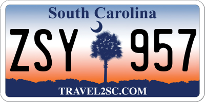 SC license plate ZSY957