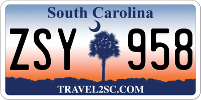 SC license plate ZSY958