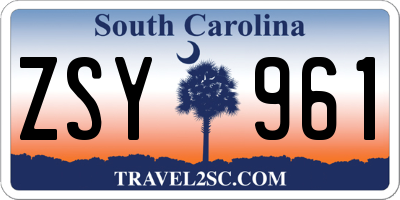 SC license plate ZSY961