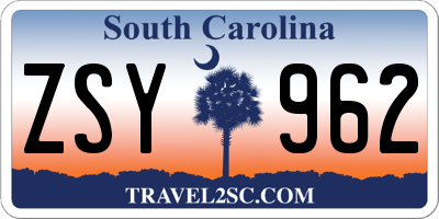 SC license plate ZSY962