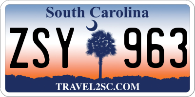SC license plate ZSY963