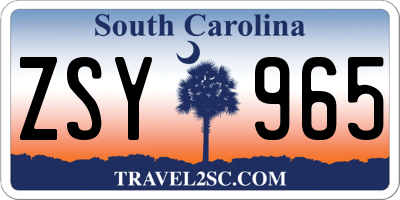 SC license plate ZSY965