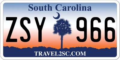SC license plate ZSY966