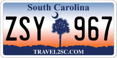 SC license plate ZSY967