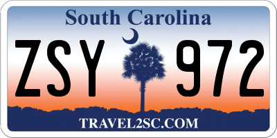 SC license plate ZSY972