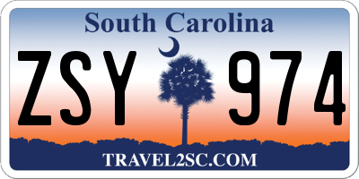 SC license plate ZSY974