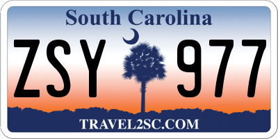 SC license plate ZSY977