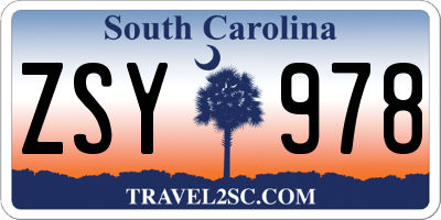 SC license plate ZSY978