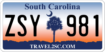 SC license plate ZSY981