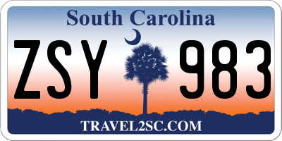 SC license plate ZSY983