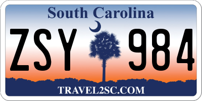 SC license plate ZSY984