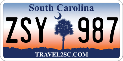 SC license plate ZSY987