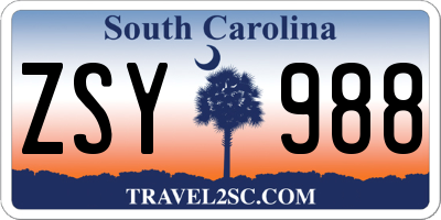 SC license plate ZSY988