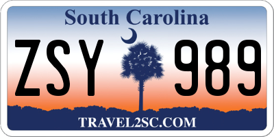 SC license plate ZSY989