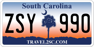 SC license plate ZSY990