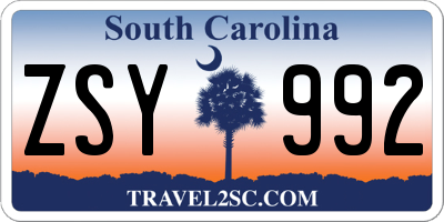 SC license plate ZSY992