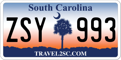 SC license plate ZSY993