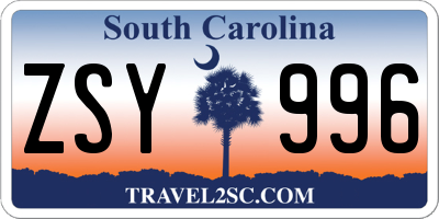 SC license plate ZSY996