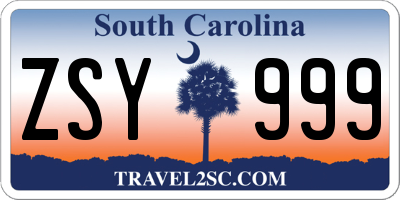 SC license plate ZSY999