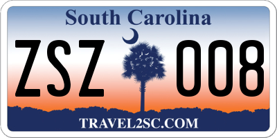 SC license plate ZSZ008