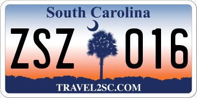 SC license plate ZSZ016