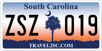 SC license plate ZSZ019
