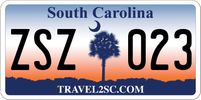 SC license plate ZSZ023