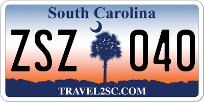 SC license plate ZSZ040