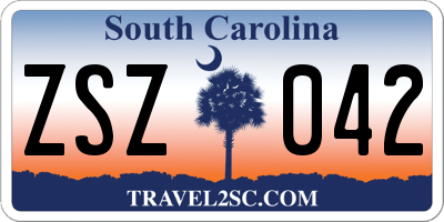 SC license plate ZSZ042