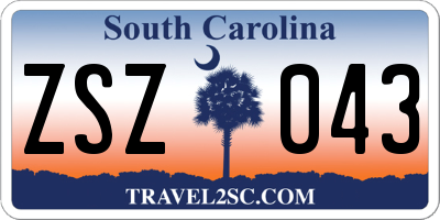 SC license plate ZSZ043