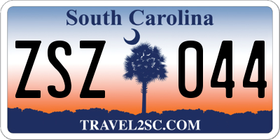 SC license plate ZSZ044