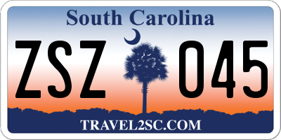 SC license plate ZSZ045
