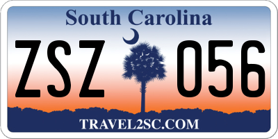 SC license plate ZSZ056