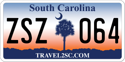 SC license plate ZSZ064