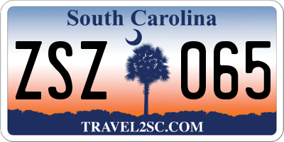 SC license plate ZSZ065