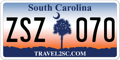 SC license plate ZSZ070