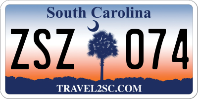 SC license plate ZSZ074