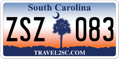 SC license plate ZSZ083