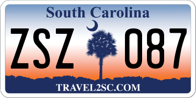 SC license plate ZSZ087