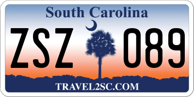 SC license plate ZSZ089