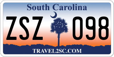 SC license plate ZSZ098