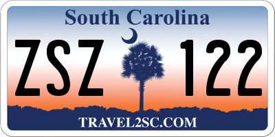SC license plate ZSZ122