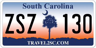 SC license plate ZSZ130