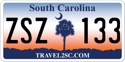 SC license plate ZSZ133