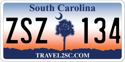 SC license plate ZSZ134