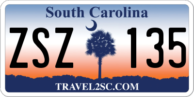 SC license plate ZSZ135