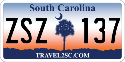 SC license plate ZSZ137