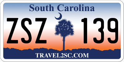 SC license plate ZSZ139