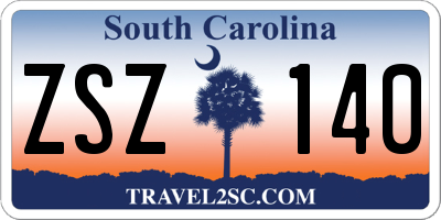 SC license plate ZSZ140
