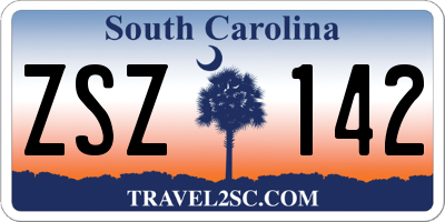 SC license plate ZSZ142
